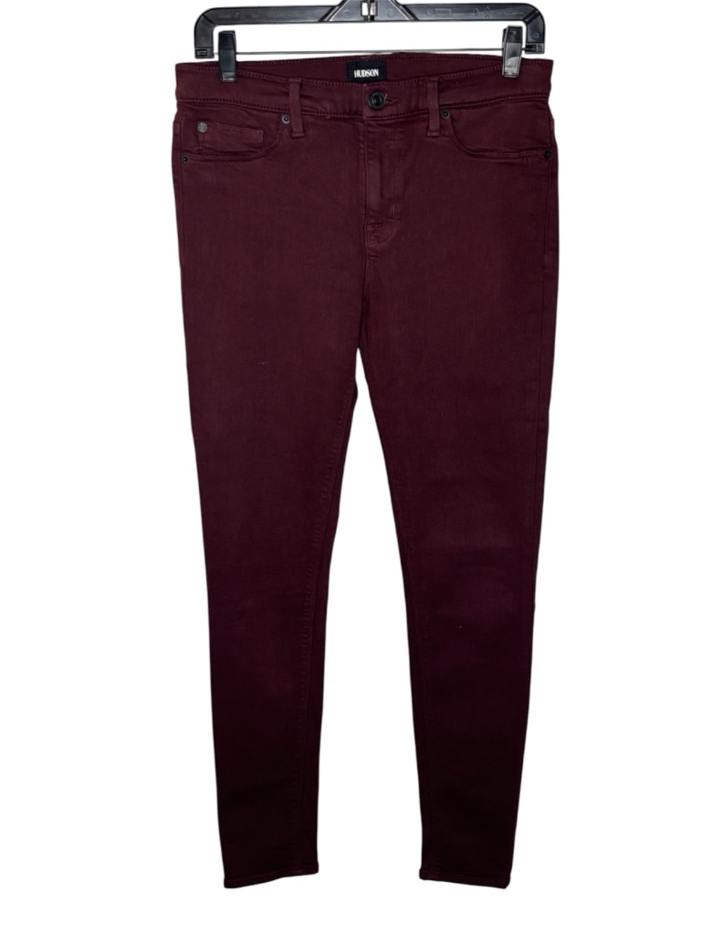 Hudson Nico Mid-Rise Super Skinny Jeans Deep Burgundy Size 29 Polished Edgy